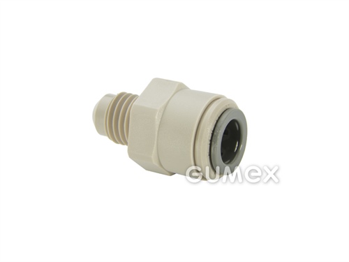 Přímá spojka JOHN GUEST, pro trubku 3/8", vnější závit MFL 1/2", o-kroužek NBR, acetal kopolymer, šedá